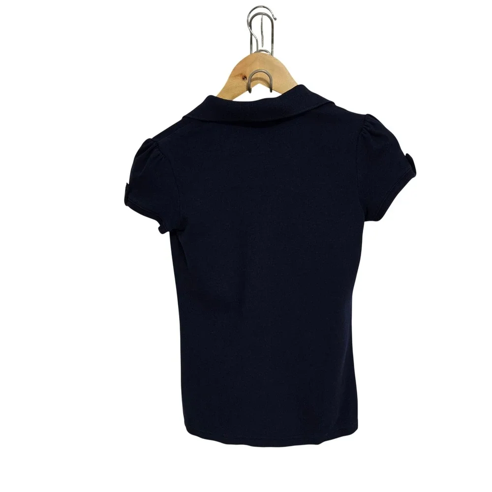 Cat & Jack Girls Navy Blue School Uniform Polo Shirt Puff Sleeve Size L 10/12